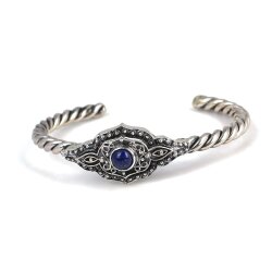 925 Ayar Gümüş Lapis Taşlı Burgu Kol Telkari Model Bilezik - Nusrettaki (1)