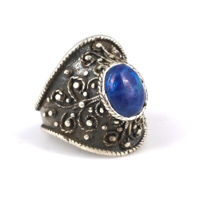 925 Ayar Gümüş Lapis Taşlı Kavuk Model Yüzük - 3