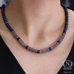 Nusrettaki - 925 Ayar Gümüş Lapis Taşlı Kolye
