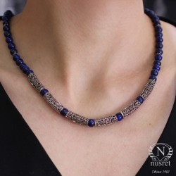 Silver Necklace with Lapis - Nusrettaki