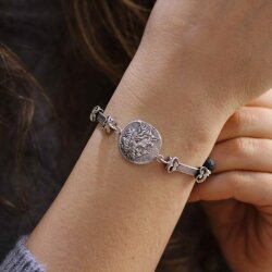 925 Ayar Gümüş Lav Taşlı Sezar Paralı Şarnelli Bileklik - Nusrettaki