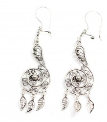 925 Sterling Silver Drop Filigree Earrings, S model - Nusrettaki