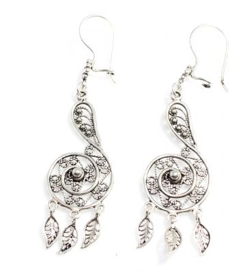 925 Sterling Silver Drop Filigree Earrings, S model - 1