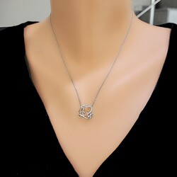 Nusrettaki - Sterling Silver Dolphin & Hearts Necklace