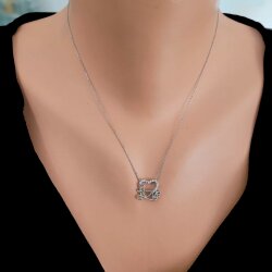 Sterling Silver Dolphin & Hearts Necklace - Nusrettaki
