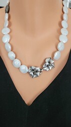 Silver Necklace with Mabe Pearl - Nusrettaki