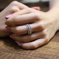 925 Ayar Gümüş Maraş Burması Model Altı Açık Yüzük - Nusrettaki