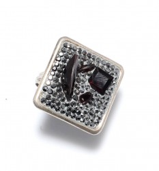 Nusrettaki - 925 Ayar Gümüş Markazit ve Garnet Taşlı Yüzük