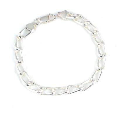 925 Ayar Gümüş Martole Ve Düz Desenli Oval Burgulu Zincir Bileklik - 1