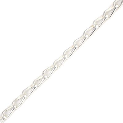 925 Ayar Gümüş Martole Ve Düz Desenli Oval Burgulu Zincir Bileklik - 3