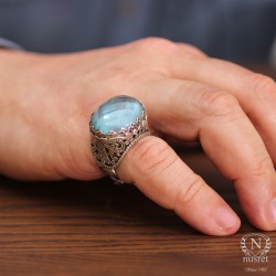 Silver Antique Ring with Blue Quartz - Nusrettaki
