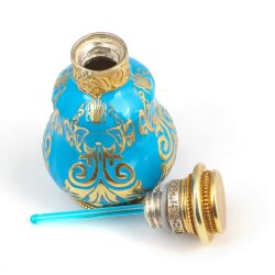 925 Ayar Gümüş Mavi Mineli Osmanlı Motifli Parfüm Şişesi - Nusrettaki (1)