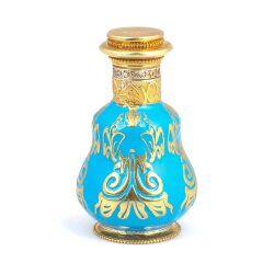 925 Ayar Gümüş Mavi Mineli Osmanlı Motifli Parfüm Şişesi - Nusrettaki
