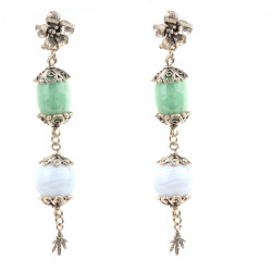 Nusrettaki - Silver Flower Design Filigree Earrings