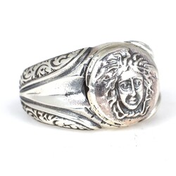 925 Ayar Gümüş Medusa Kafalı Erkek Yüzüğü - Nusrettaki (1)