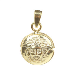 925 Ayar Gümüş Medussa Kafası Figürlü Madalyon Kolye Ucu - Thumbnail