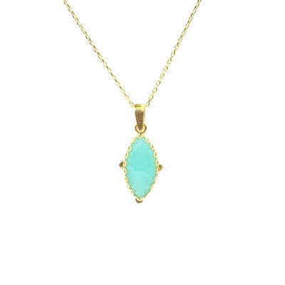 925 Ayar Gümüş Mekik Akuamarin Taşlı Kolye - 5