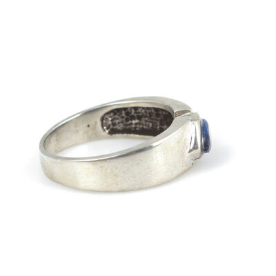 925 Ayar Gümüş Mekik Mavi Taşlı Alyans Model Yüzük - 4