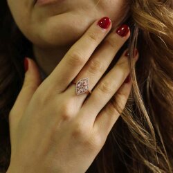 925 Ayar Gümüş Mekik Model Baget Taşlı Yüzük - Nusrettaki