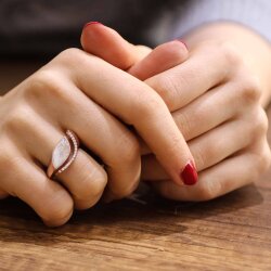 925 Ayar Gümüş Mekik Modeli Mineli Yüzük - 3