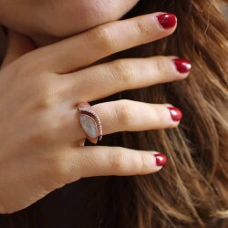 925 Ayar Gümüş Mekik Modeli Mineli Yüzük - Nusrettaki