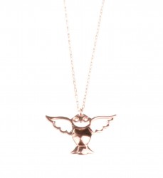 Sterling Silver Angel Owl Necklace, Rose Gold Vermeil - 3