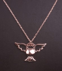 Sterling Silver Angel Owl Necklace, Rose Gold Vermeil - 5