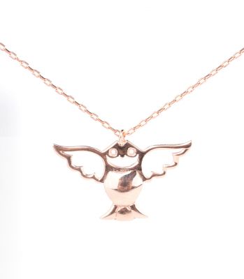 Sterling Silver Angel Owl Necklace, Rose Gold Vermeil - 2