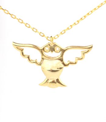 Sterling Silver Angel Owl Necklace, Gold Vermeil - 2
