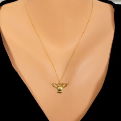 Sterling Silver Angel Owl Necklace, Gold Vermeil - Nusrettaki