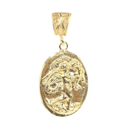 925 Ayar Gümüş Melek Figürlü Madalyon Kolye Ucu - Thumbnail