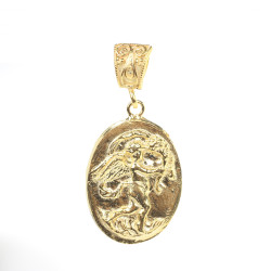 925 Ayar Gümüş Melek Figürlü Madalyon Kolye Ucu - Thumbnail