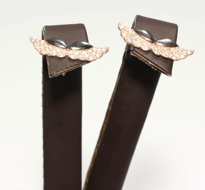 925 Rose & Black Silver Angel Wings Stud Earrings with White Zircons - 3