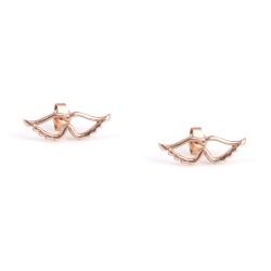 925 Rose Silver Angel Wings Dainty Stud Earrings - Nusrettaki