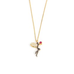 Silver Fairy Girl Design Necklace with Gold Plated - Nusrettaki