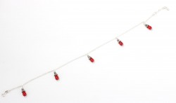 925 Ayar Gümüş Mercan Taş Halhal - 4