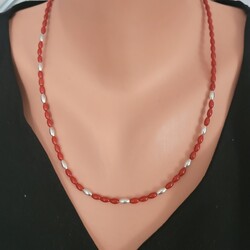 925 Sterling Silver Necklace with Coral - Nusrettaki
