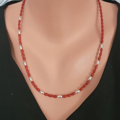 925 Sterling Silver Necklace with Coral - 1