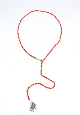 Sterling Silver Adjustable Y -Necklace with Coral - 3