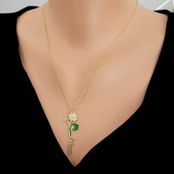 925 Ayar Gümüş Mineli Doğum Çiçeği İsim Kolye - Nusrettaki