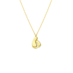 Sterling Silver New Born Baby Foot Necklace, Gold Vermeil - Nusrettaki (1)