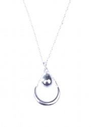 Drop in Crescent Sterling Silver Trend Necklace, White Gold Vermeil - Nusrettaki