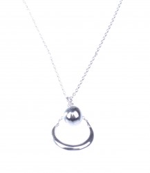 Drop in Crescent Sterling Silver Trend Necklace, White Gold Vermeil - Nusrettaki (1)