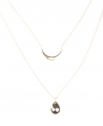 Sterling Silver Mini Crescent & Drop Double Necklace, Gold Vermeil - Nusrettaki