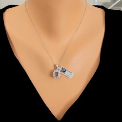 925 Ayar Gümüş Minik Dikdörtgen Zultanit ve Baget Taşlı Kolye - Nusrettaki