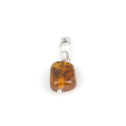 925 Ayar Gümüş Minik Gerçek Kehribar Kolye Ucu - Nusrettaki