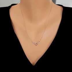 925 Ayar Gümüş Minik Kalp Kenarlarında Sonsuzluk Kolyesi - Nusrettaki