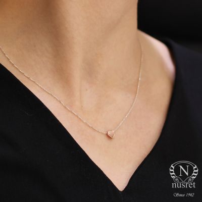 925 Ayar Gümüş Minik Kalp Kolye, Beyaz - Pembe - 6