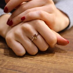 925 Ayar Gümüş Minik Kalpli Zultanit Taşlı Yüzük - 6