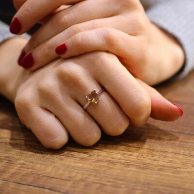 925 Ayar Gümüş Minik Kalpli Zultanit Taşlı Yüzük - 6